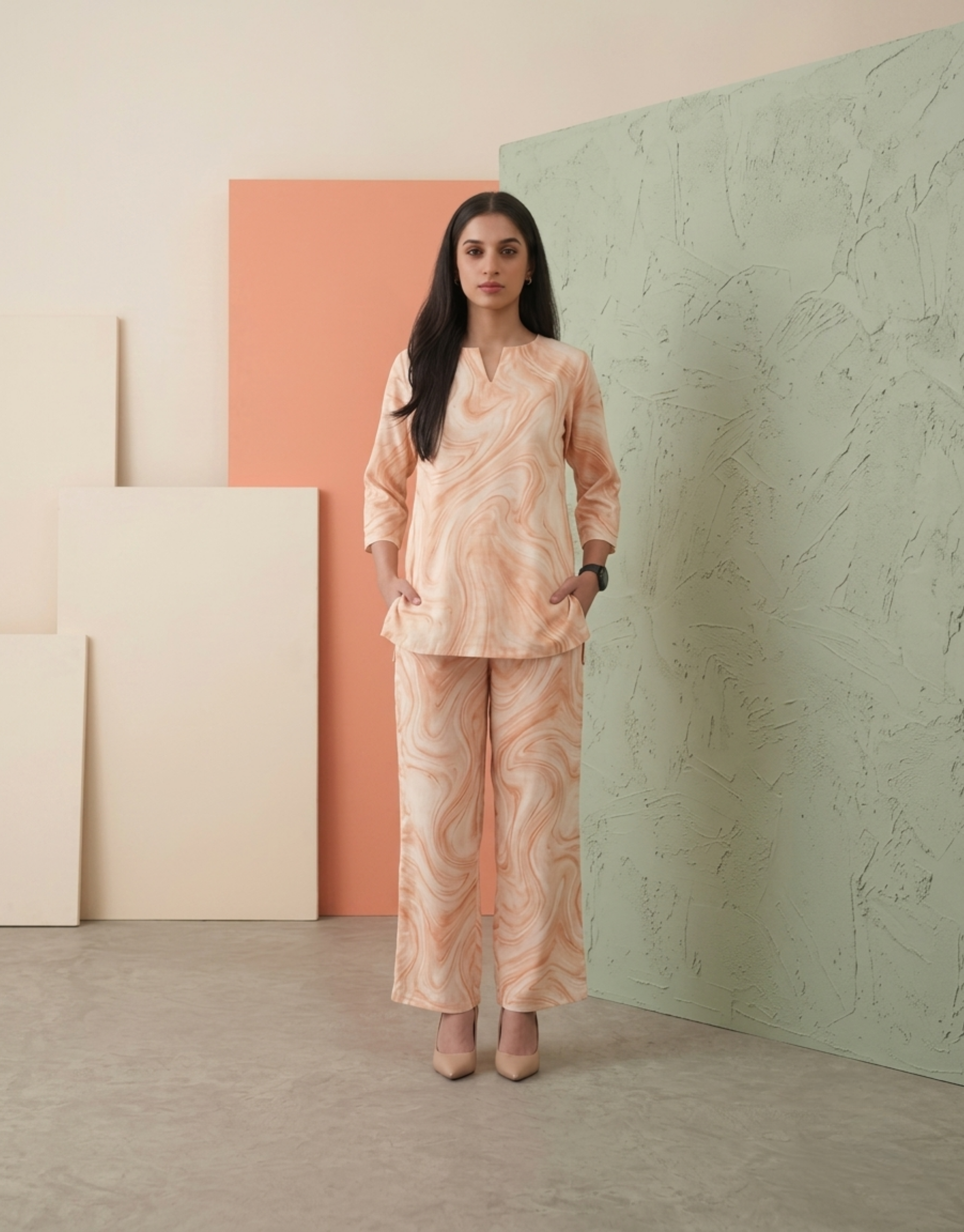 Peach Marble Hibi set